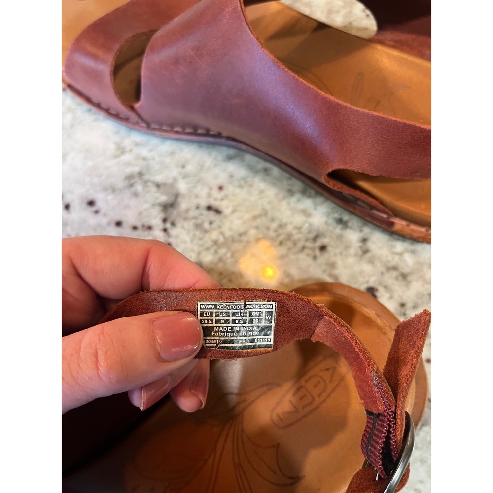Keen Lana Cross Strap Sandals Brown Leather Slingback Flat 1022582 Womens 9 - Picture 6 of 6